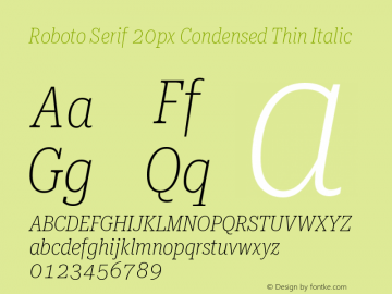 Roboto Serif 20px Condensed Thin Italic Version 1.004图片样张
