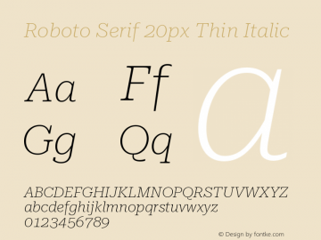 Roboto Serif 20px Thin Italic Version 1.004图片样张