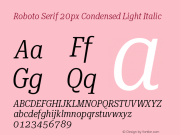 Roboto Serif 20px Condensed Light Italic Version 1.004图片样张