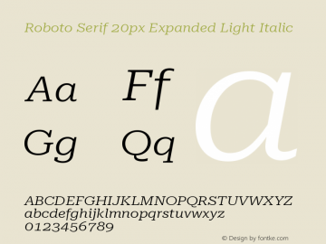 Roboto Serif 20px Expanded Light Italic Version 1.004图片样张