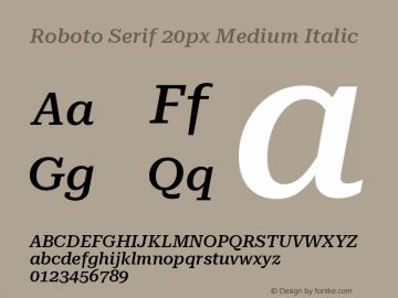 Roboto Serif 20px Medium Italic Version 1.004图片样张