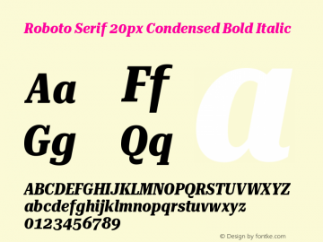 Roboto Serif 20px Condensed Bold Italic Version 1.004图片样张