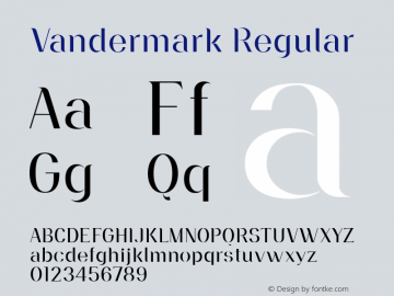 Vandermark Regular Version 1.000 2005 initial release Font Sample