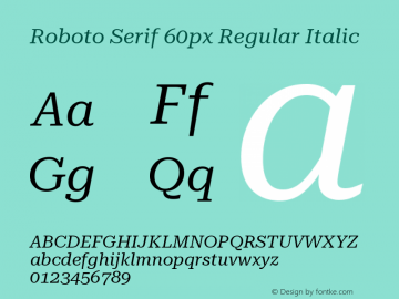 Roboto Serif 60px Regular Italic Version 1.004图片样张