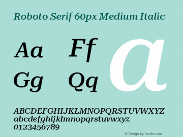 Roboto Serif 60px Medium Italic Version 1.004图片样张