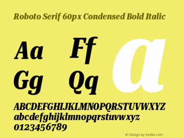 Roboto Serif 60px Condensed Bold Italic Version 1.004图片样张