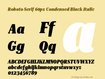 Roboto Serif 60px Condensed Black Italic Version 1.004图片样张