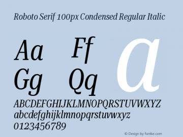 Roboto Serif 100px Condensed Regular Italic Version 1.004图片样张