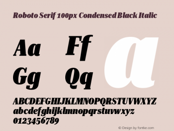 Roboto Serif 100px Condensed Black Italic Version 1.004图片样张