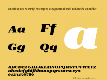 Roboto Serif 100px Expanded Black Italic Version 1.004图片样张