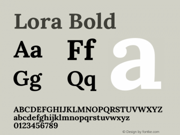 Lora Bold Version 3.001; ttfautohint (v1.8.3)图片样张