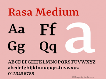 Rasa Medium Version 2.003; ttfautohint (v1.8.3)图片样张