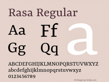 Rasa Regular Version 2.003; ttfautohint (v1.8.3)图片样张