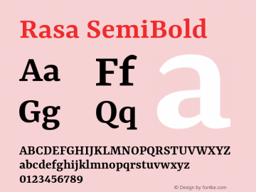 Rasa SemiBold Version 2.003; ttfautohint (v1.8.3)图片样张