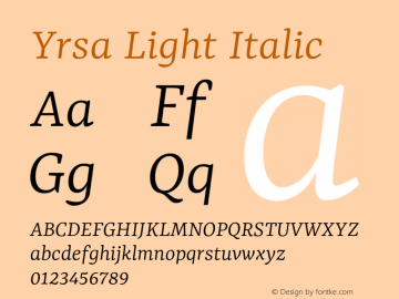 Yrsa Light Italic Version 2.003图片样张