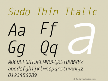 Sudo Thin Italic Version 0.061图片样张