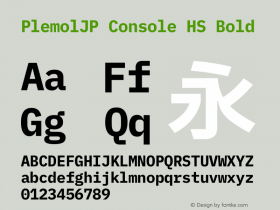 PlemolJP Console HS Bold Version 1.2.1 ; ttfautohint (v1.8.3) -l 6 -r 45 -G 200 -x 14 -D latn -f none -m 