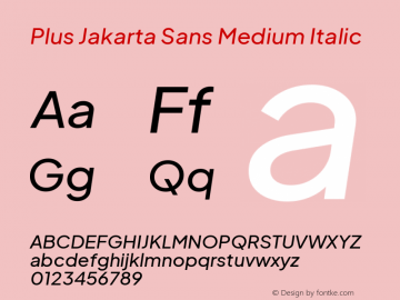 Plus Jakarta Sans Medium Italic Version 2.006; ttfautohint (v1.8.4)图片样张