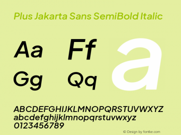 Plus Jakarta Sans SemiBold Italic Version 2.006; ttfautohint (v1.8.4)图片样张