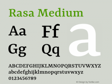 Rasa Medium Version 2.004; ttfautohint (v1.8.3)图片样张