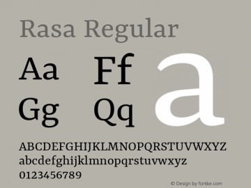 Rasa Regular Version 2.004; ttfautohint (v1.8.3)图片样张