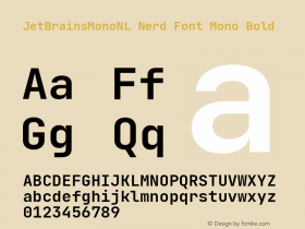 JetBrains Mono NL Bold Nerd Font Complete Mono Version 2.242; ttfautohint (v1.8.3)图片样张