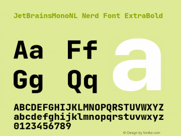 JetBrains Mono NL ExtraBold Nerd Font Complete Version 2.242; ttfautohint (v1.8.3)图片样张