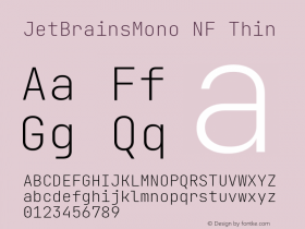 JetBrains Mono Thin Nerd Font Complete Mono Windows Compatible Version 2.242; ttfautohint (v1.8.3)图片样张