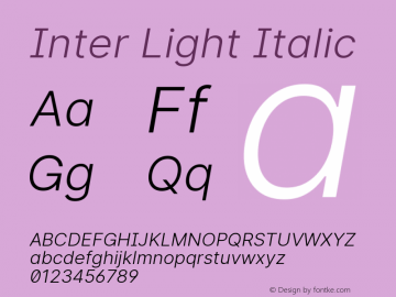 Inter Light Italic Version 3.019;git-0a5106e0b图片样张