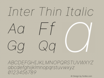 Inter Thin Italic Version 3.019;git-0a5106e0b图片样张