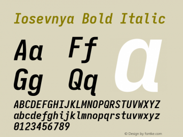 Iosevnya Bold Italic Version 11.0.1; ttfautohint (v1.8.4)图片样张