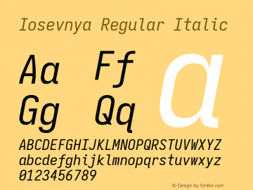 Iosevnya Regular Italic Version 11.0.1; ttfautohint (v1.8.4)图片样张
