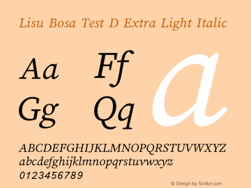 Lisu Bosa Test D Extra Light Italic Version 1.930 beta图片样张