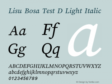 Lisu Bosa Test D Light Italic Version 1.930 beta图片样张