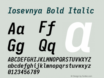 Iosevnya Bold Italic Version 11.1.0; ttfautohint (v1.8.4)图片样张