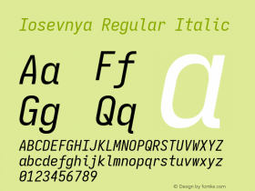 Iosevnya Regular Italic Version 11.1.0; ttfautohint (v1.8.4)图片样张