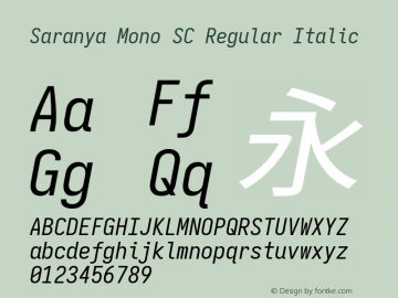 Saranya Mono SC Regular Italic 图片样张