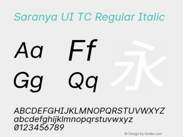 Saranya UI TC Regular Italic 图片样张