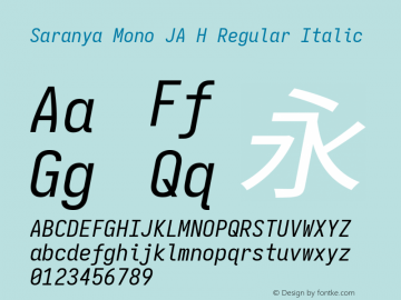 Saranya Mono JA H Regular Italic 图片样张