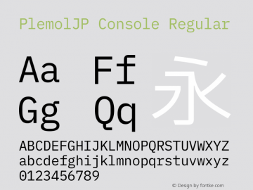 PlemolJP Console Regular Version 1.2.2 ; ttfautohint (v1.8.3) -l 6 -r 45 -G 200 -x 14 -D latn -f none -m 