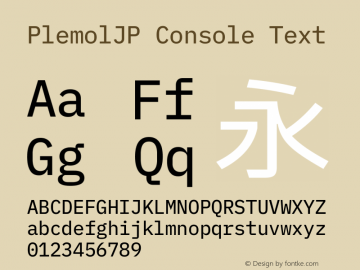 PlemolJP Console Text Version 1.2.2 ; ttfautohint (v1.8.3) -l 6 -r 45 -G 200 -x 14 -D latn -f none -m 