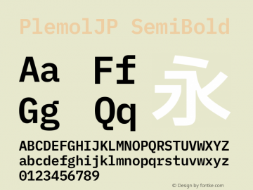 PlemolJP SemiBold Version 1.2.2 ; ttfautohint (v1.8.3) -l 6 -r 45 -G 200 -x 14 -D latn -f none -m 