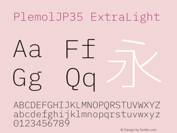 PlemolJP35 ExtraLight Version 1.2.2 ; ttfautohint (v1.8.3) -l 6 -r 45 -G 200 -x 14 -D latn -f none -m 