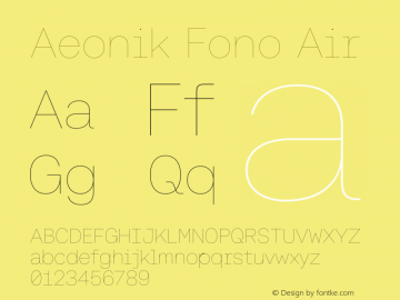 Aeonik Fono Air Version 1.001;hotconv 1.0.109;makeotfexe 2.5.65596图片样张