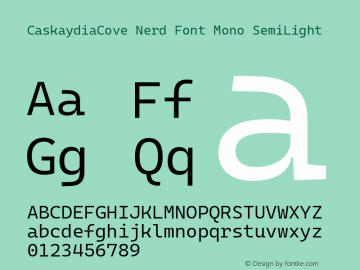 Caskaydia Cove SemiLight Nerd Font Complete Mono Version 2007.001图片样张