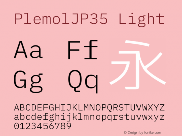 PlemolJP35 Light Version 1.2.3 ; ttfautohint (v1.8.3) -l 6 -r 45 -G 200 -x 14 -D latn -f none -m 