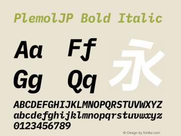 PlemolJP Bold Italic Version 1.2.3 ; ttfautohint (v1.8.3) -l 6 -r 45 -G 200 -x 14 -D latn -f none -a nnn -W -X 