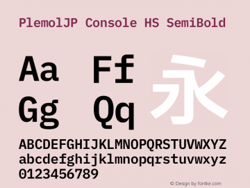 PlemolJP Console HS SemiBold Version 1.2.3 ; ttfautohint (v1.8.3) -l 6 -r 45 -G 200 -x 14 -D latn -f none -m 