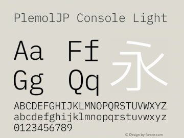 PlemolJP Console Light Version 1.2.3 ; ttfautohint (v1.8.3) -l 6 -r 45 -G 200 -x 14 -D latn -f none -m 