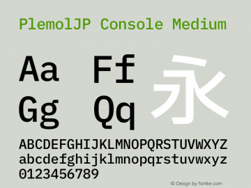 PlemolJP Console Medium Version 1.2.3 ; ttfautohint (v1.8.3) -l 6 -r 45 -G 200 -x 14 -D latn -f none -m 